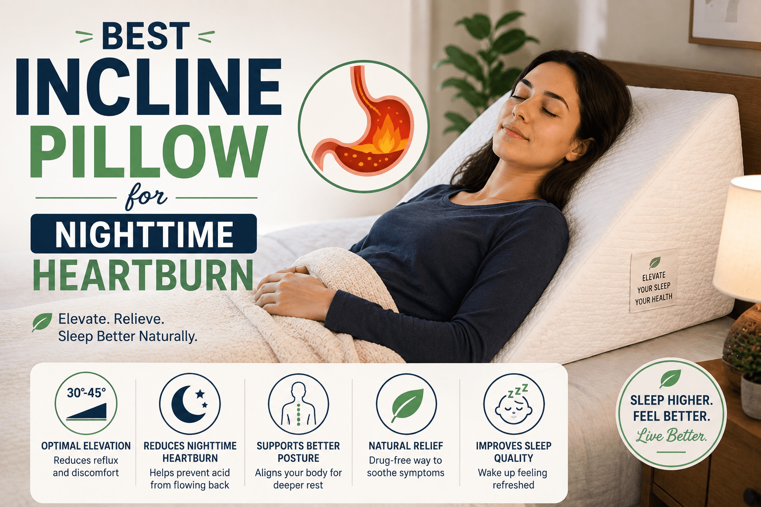 Best Incline Pillow for Nighttime Heartburn - Velvet Haven