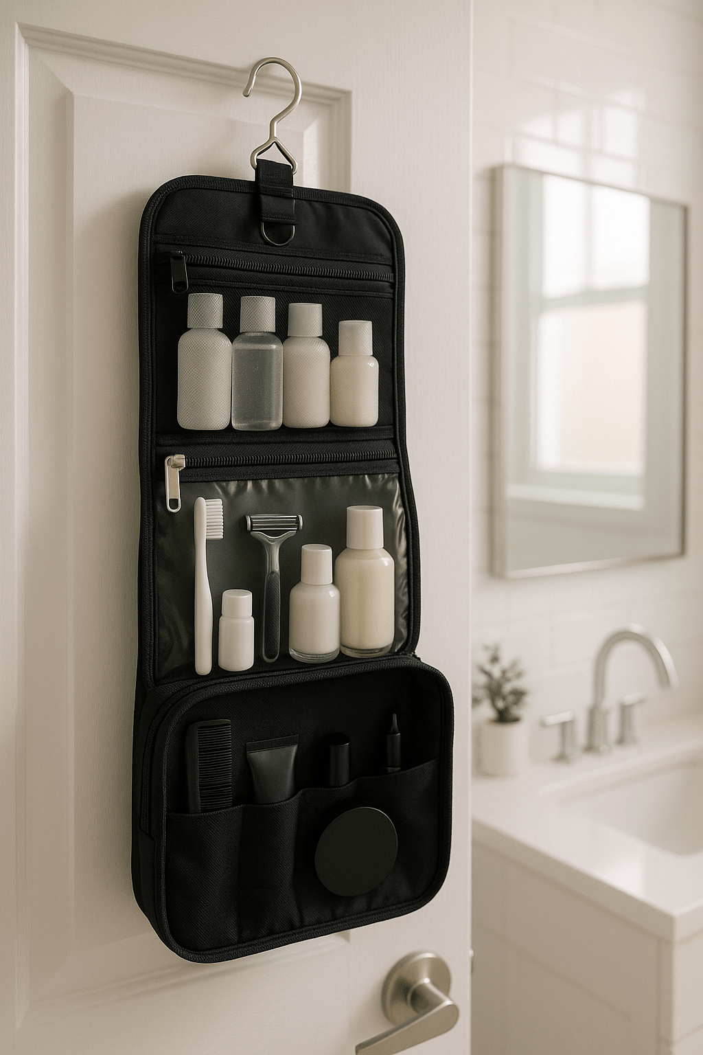 Travel Toiletry Bag With Hanging Hook Guide - Velvet Haven