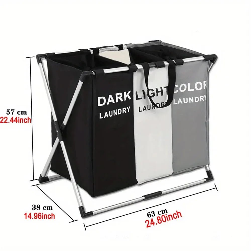 1-3Grids Laundry Basket Foldable Dirty Clothes Organizer Bathroom Waterproof Storage Basket Large Laundry Hamper Two Size New - Velvet Haven