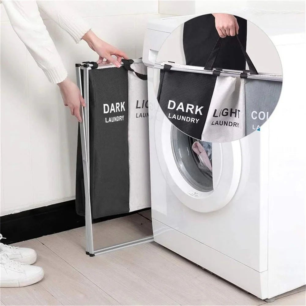 1-3Grids Laundry Basket Foldable Dirty Clothes Organizer Bathroom Waterproof Storage Basket Large Laundry Hamper Two Size New - Velvet Haven
