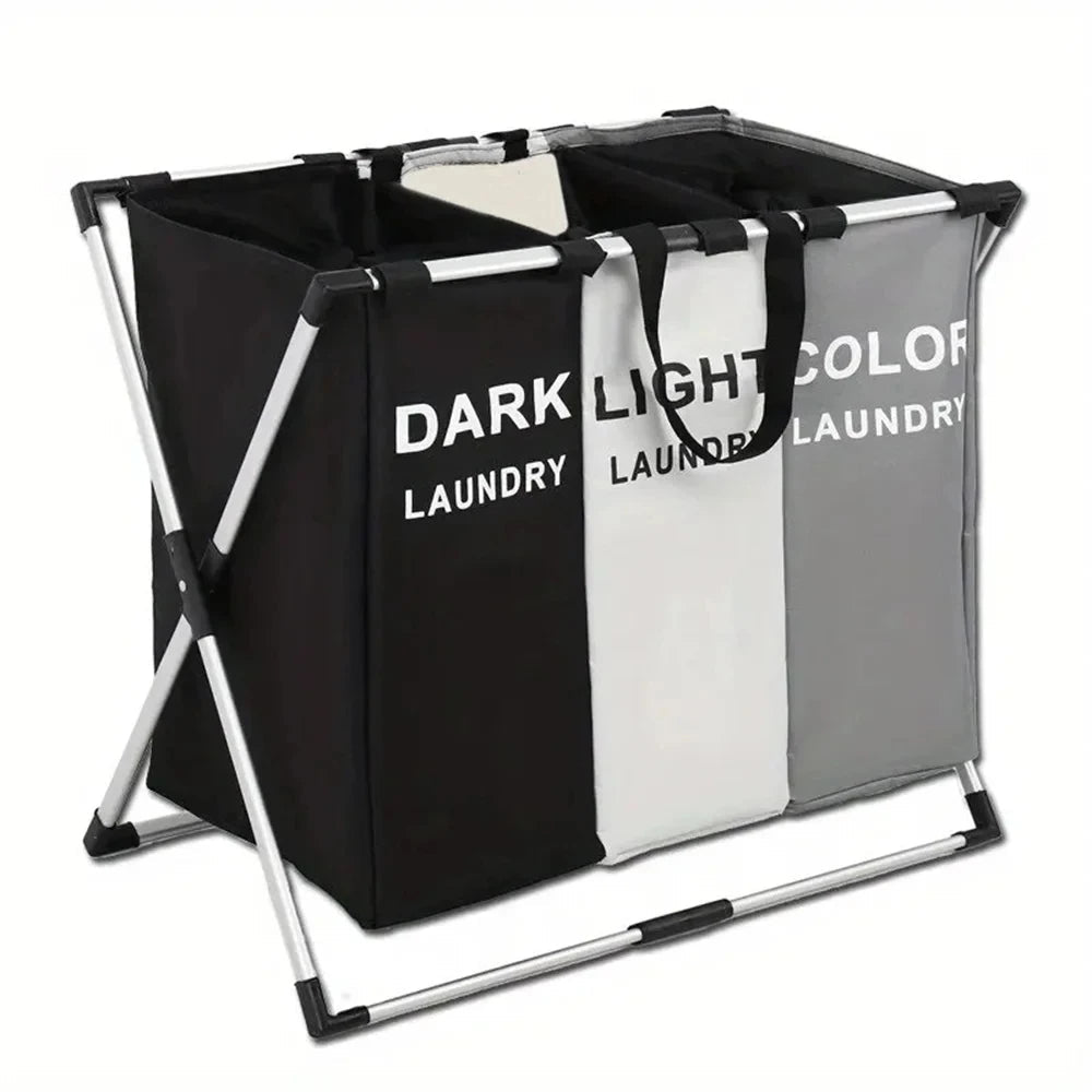 1-3Grids Laundry Basket Foldable Dirty Clothes Organizer Bathroom Waterproof Storage Basket Large Laundry Hamper Two Size New - Velvet Haven