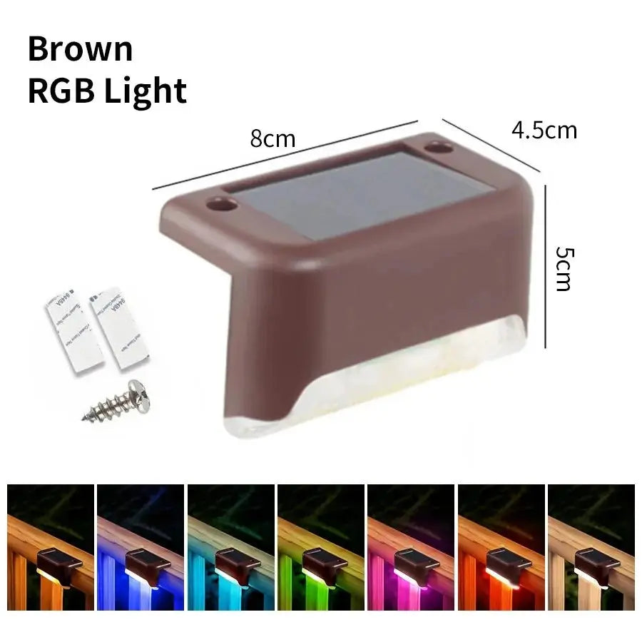 1-8 Pack Led Solar Step Lights Outdoor Fence Garden Lamp for Stairs Yard Patio Pathway Deck 3 Colors Waterproof RGB Sunlight - Velvet Haven