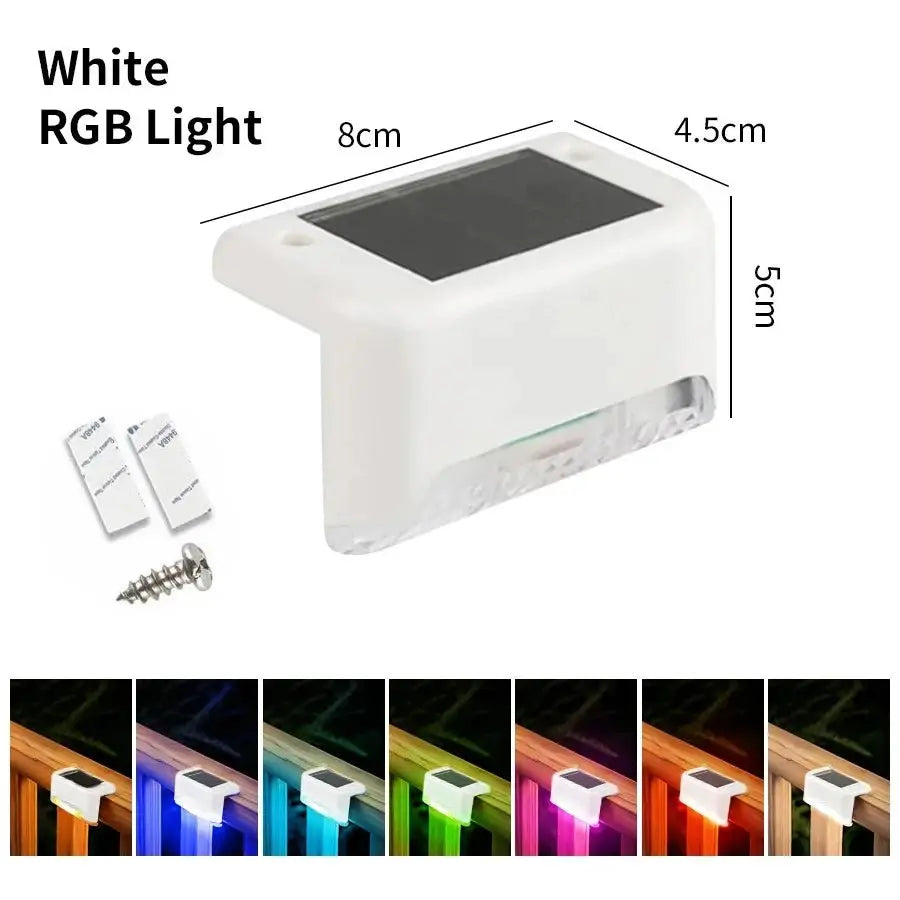 1-8 Pack Led Solar Step Lights Outdoor Fence Garden Lamp for Stairs Yard Patio Pathway Deck 3 Colors Waterproof RGB Sunlight - Velvet Haven