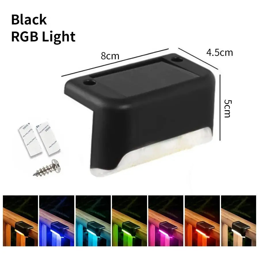 1-8 Pack Led Solar Step Lights Outdoor Fence Garden Lamp for Stairs Yard Patio Pathway Deck 3 Colors Waterproof RGB Sunlight - Velvet Haven