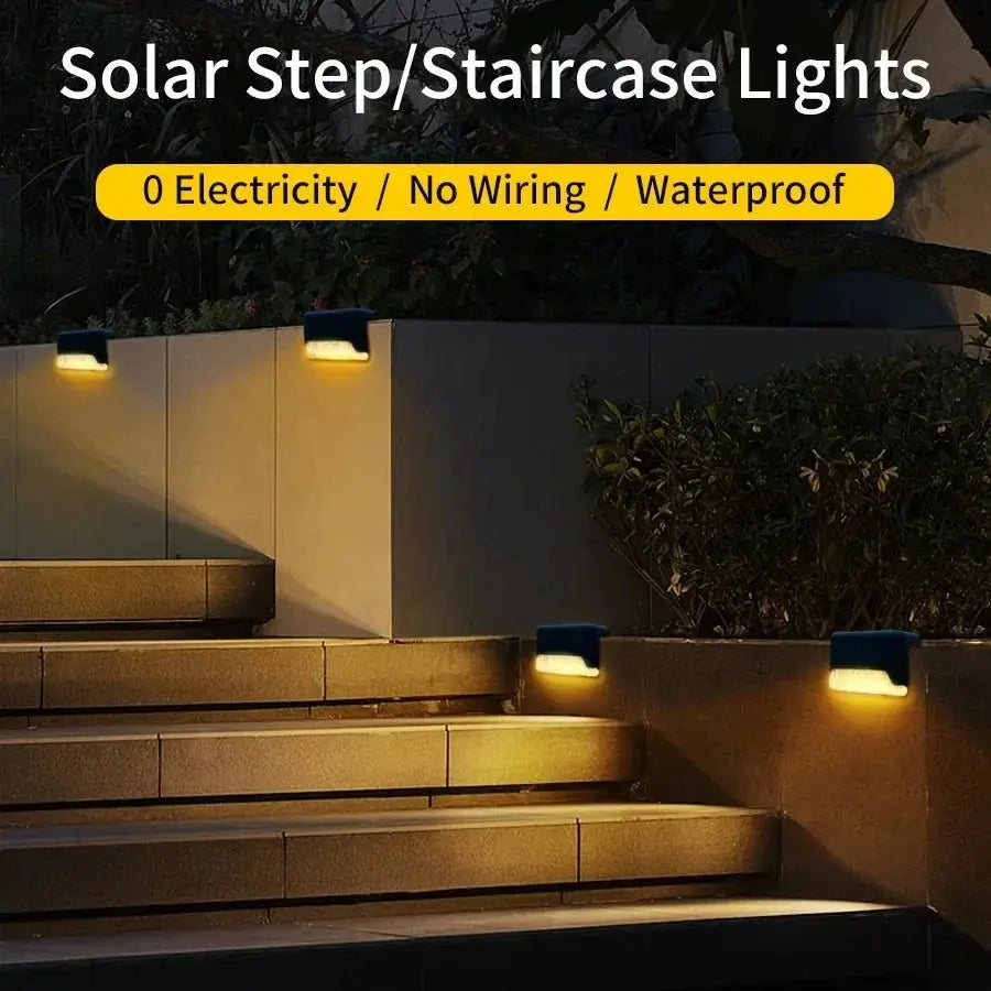 1-8 Pack Led Solar Step Lights Outdoor Fence Garden Lamp for Stairs Yard Patio Pathway Deck 3 Colors Waterproof RGB Sunlight - Velvet Haven