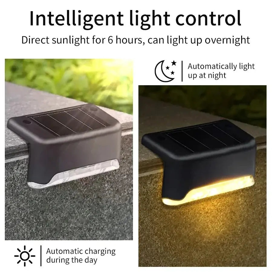 1-8 Pack Led Solar Step Lights Outdoor Fence Garden Lamp for Stairs Yard Patio Pathway Deck 3 Colors Waterproof RGB Sunlight - Velvet Haven
