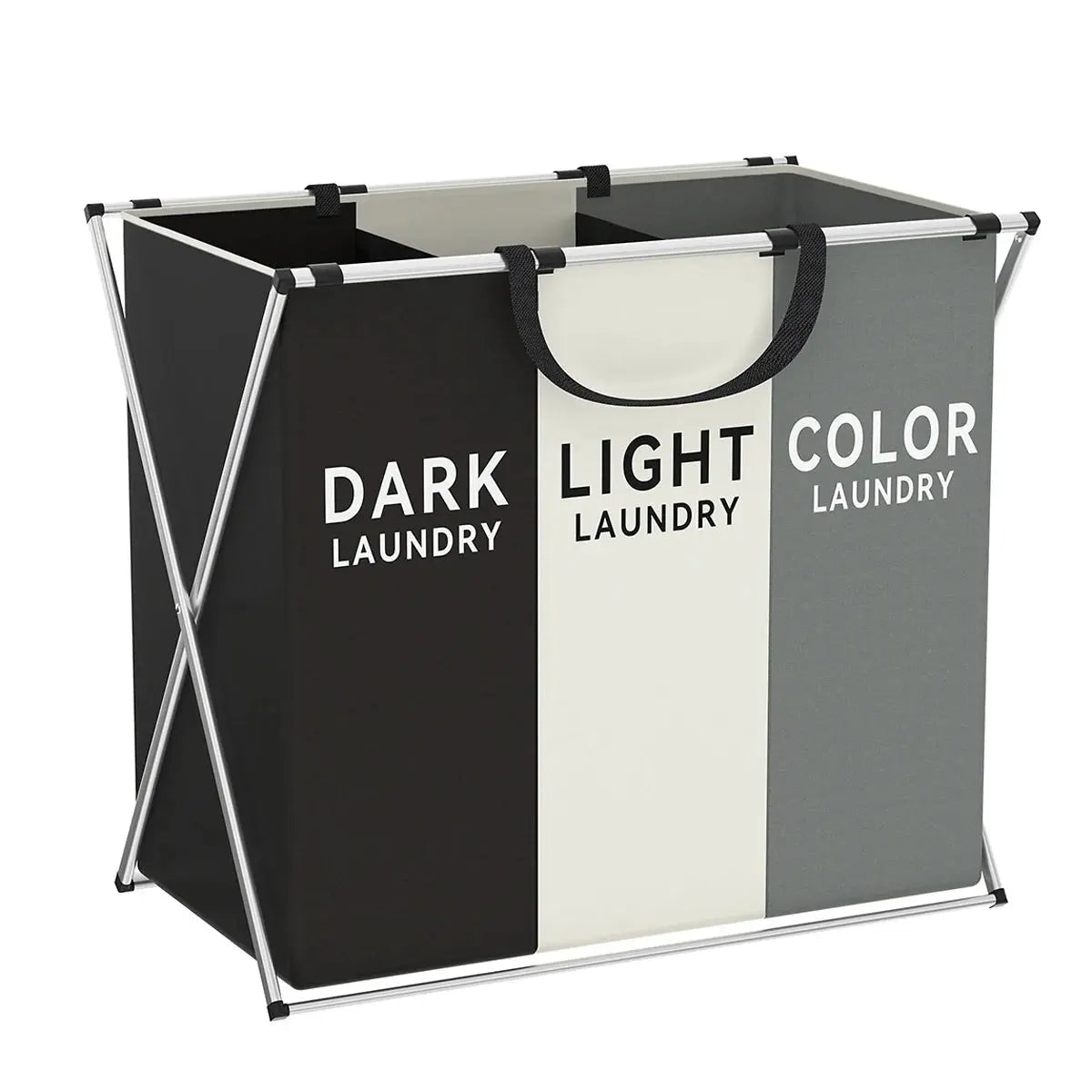 1 PC Large Laundry Hamper 3 Sections Divided Laundry Basket Foldable Washing Bin Dirty Cloth Storage Bag - Velvet Haven