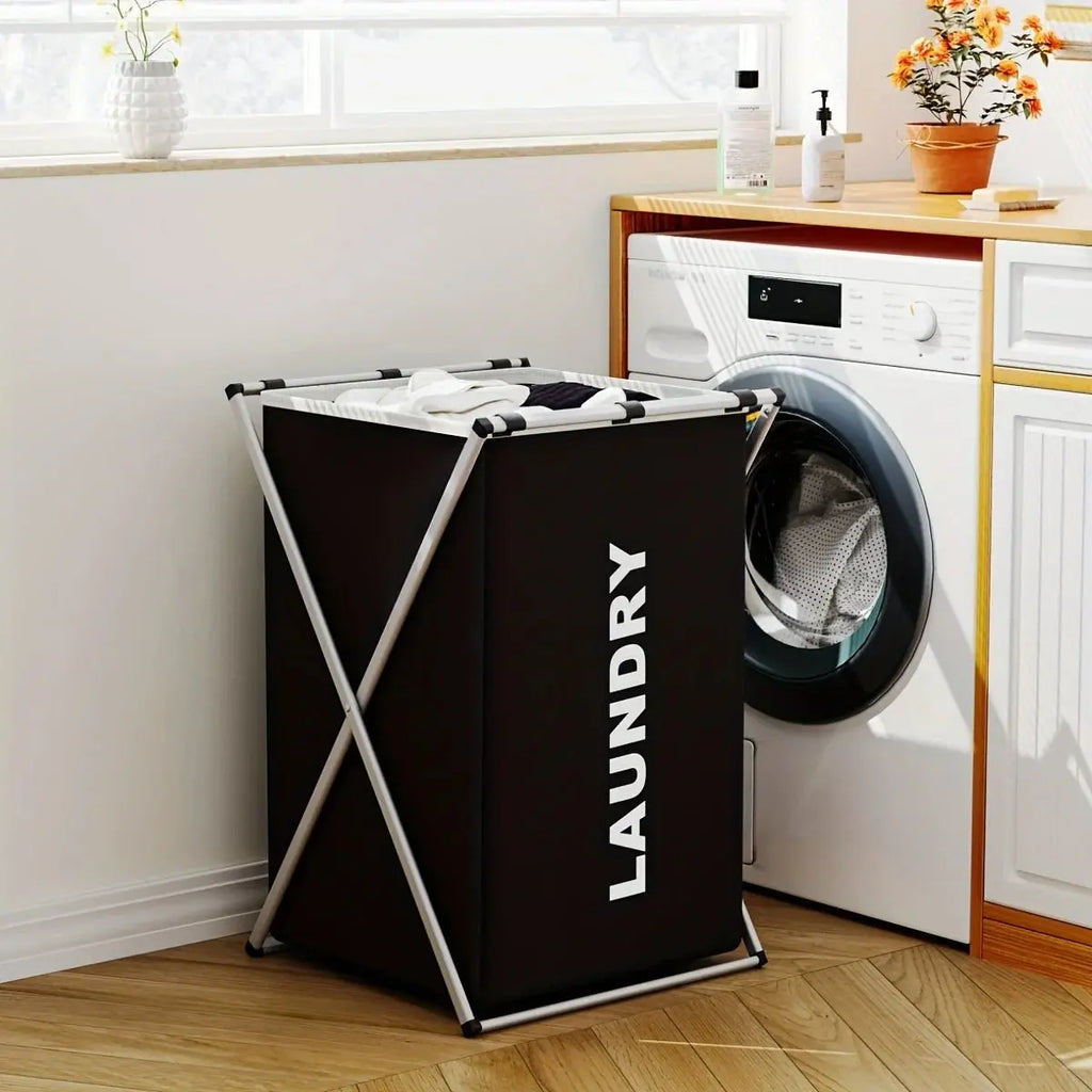 1 PC Large Laundry Hamper 3 Sections Divided Laundry Basket Foldable Washing Bin Dirty Cloth Storage Bag - Velvet Haven