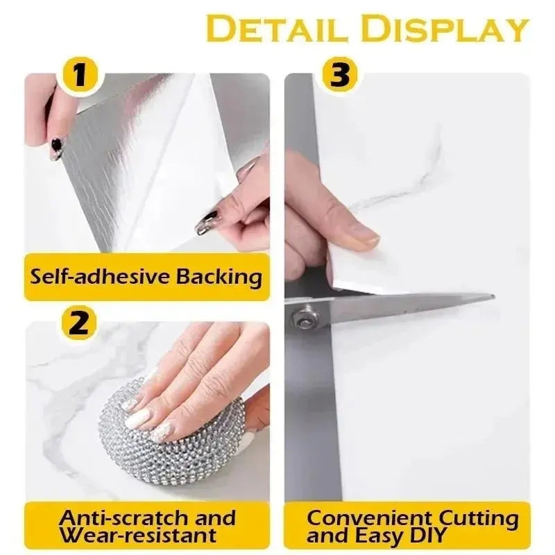 10-20Pcs Self-adhesive Marble Tiles Sticker Waterproof 30cmx60cm Tiles Floor Stickers PVC Tile Kitchen Bathroom Wall Sticker ﻿ - Velvet Haven