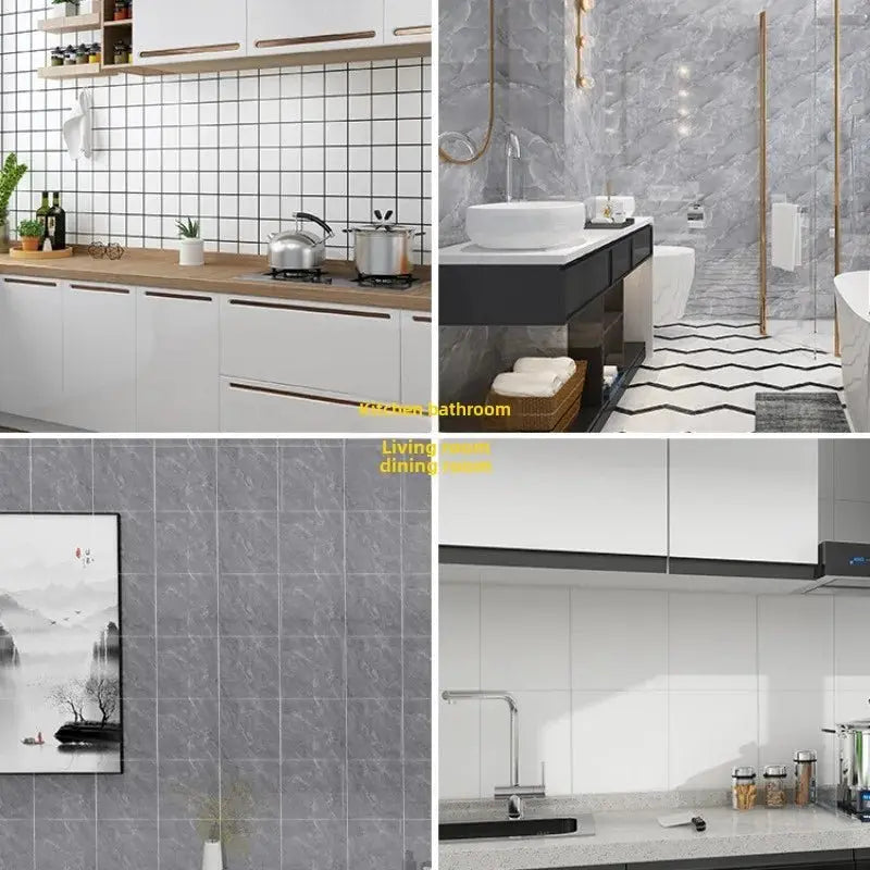 10-50Pcs PVC Marble Wall Stickers Self-Adhesive Thickened Tile Sticker Bathroom Waterproof Floor Sticker Kitchen Home Decoration - Velvet Haven