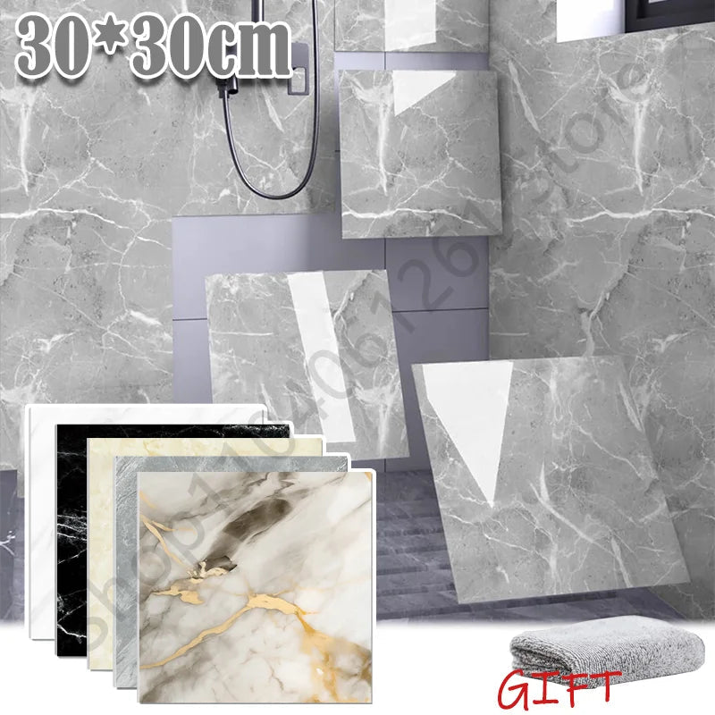 Self-Adhesive PVC Marble Wall & Floor Tile Stickers (10–50 Pieces) - Velvet Haven