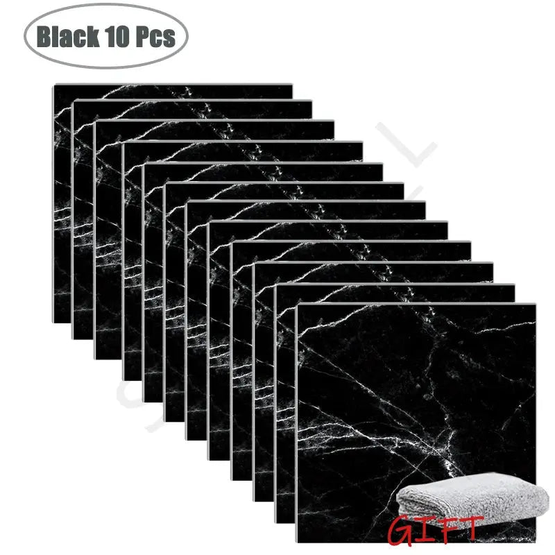10-50Pcs PVC Marble Wall Stickers Self-Adhesive Thickened Tile Sticker Bathroom Waterproof Floor Sticker Kitchen Home Decoration - Velvet Haven