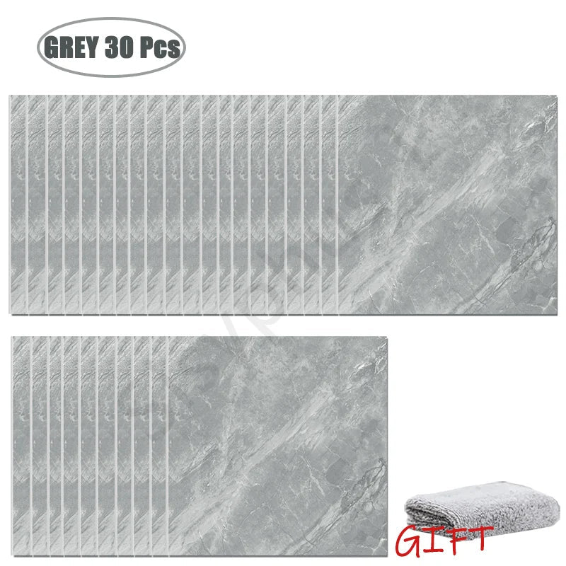Self-Adhesive PVC Marble Wall & Floor Tile Stickers (10–50 Pieces) - Velvet Haven
