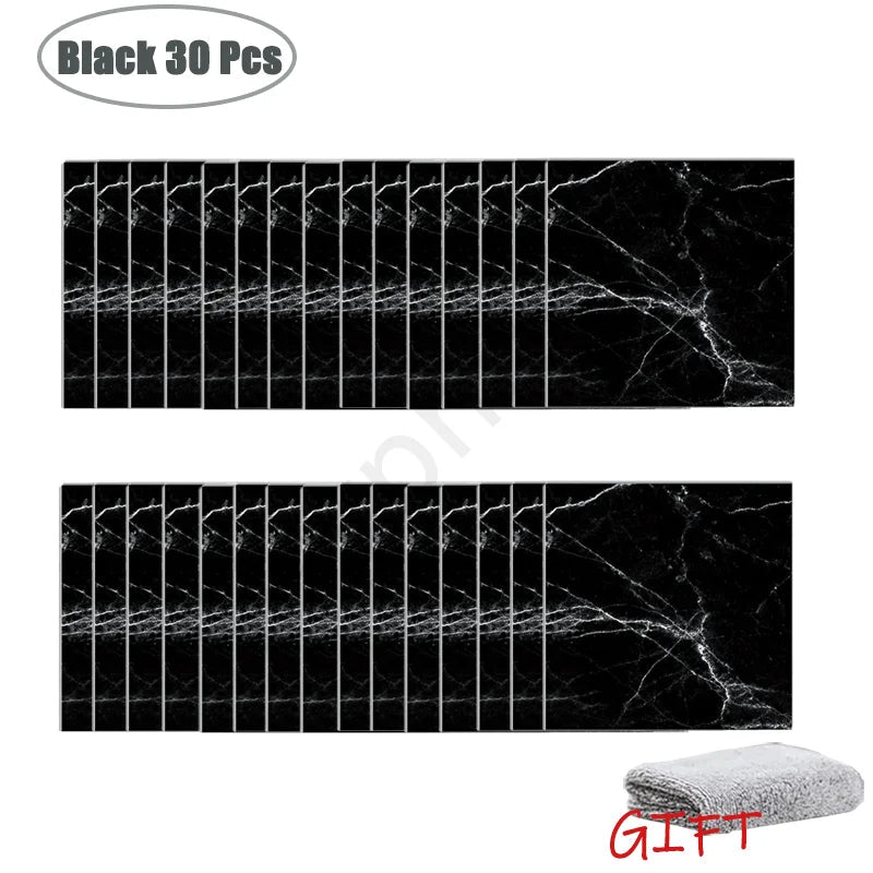 Self-Adhesive PVC Marble Wall & Floor Tile Stickers (10–50 Pieces) - Velvet Haven
