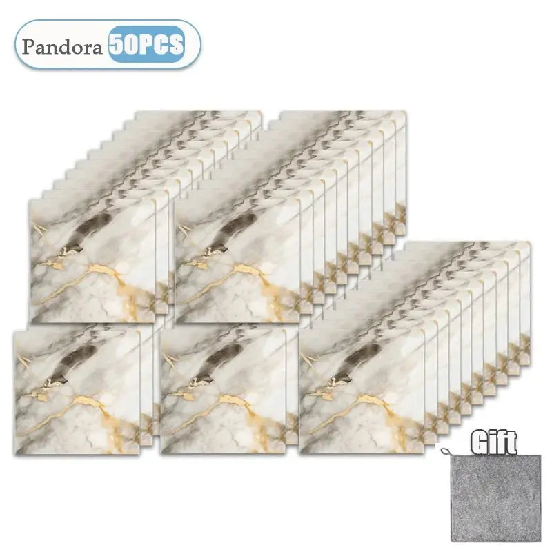 10-50PCS Thickened Self-adhesive Decor Wall Sticker Marble Tile Floor Sticker PVC Waterproof Toilet Kitchen Wall Sticker Bedroom - Velvet Haven