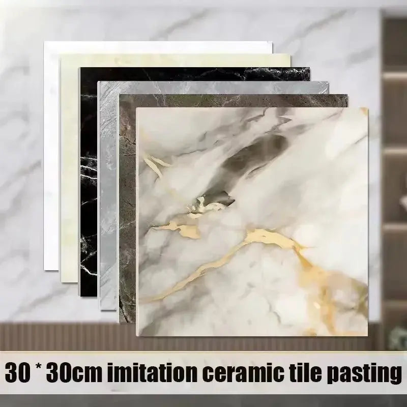 10-50PCS Thickened Self-adhesive Decor Wall Sticker Marble Tile Floor Sticker PVC Waterproof Toilet Kitchen Wall Sticker Bedroom - Velvet Haven