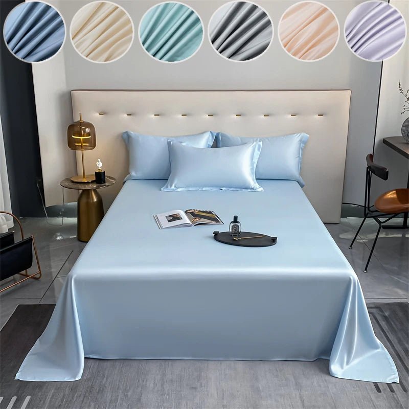 100% Bamboo Bed Sheet Flat Bed Sheets Luxury Flat Sheet Solid Color Single/Double/King/Queen Size Bed Linens Summer Cooling 2024 - Velvet Haven