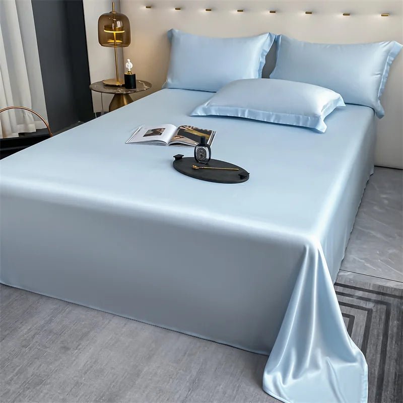 100% Bamboo Bed Sheet Flat Bed Sheets Luxury Flat Sheet Solid Color Single/Double/King/Queen Size Bed Linens Summer Cooling 2024 - Velvet Haven