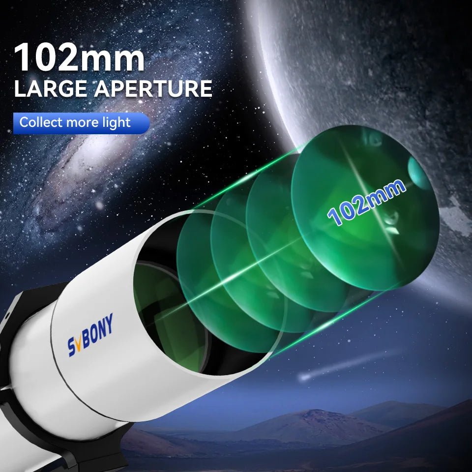 102mm Aperture Refractor Telescope with Dual-Speed Focuser for Deep Sky Astrophotography - Velvet Haven