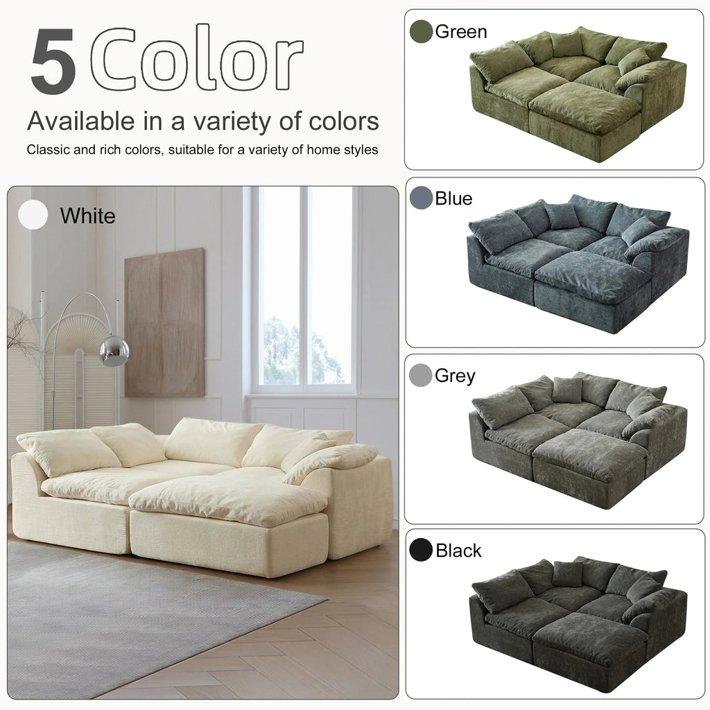 108 Inch Modern Cloud L-Shaped Fabric Sectional Sofa Bed - Velvet Haven