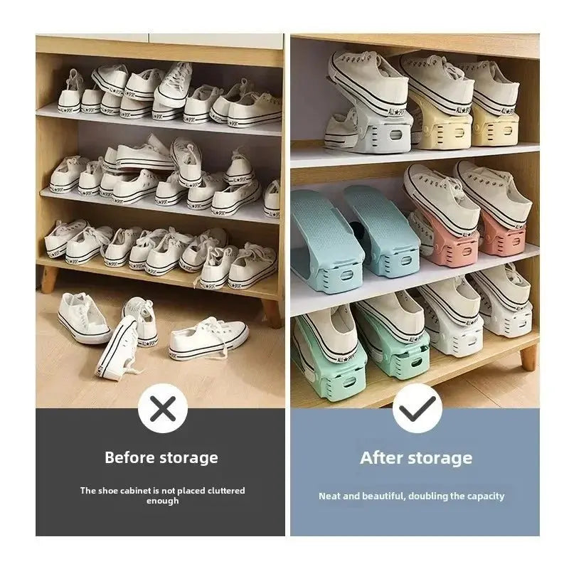 10Pcs Shoe Stacker Adjustable Shoe Slots Organizer Shoes Slots Space Saver Double Deck Rack Holder For Closet Organization Hot - Velvet Haven