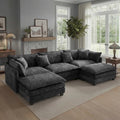 113.4 in Modular Cloud Sectional Sofa with Ottoman - Velvet Haven