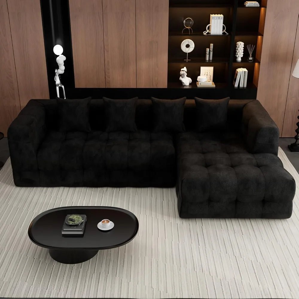 120" Boneless-Couch L-Shaped Sofa for Living Room, Cloud Couch with Chaise Lounge, Sectional Upholstered Chenille, Customized - Velvet Haven