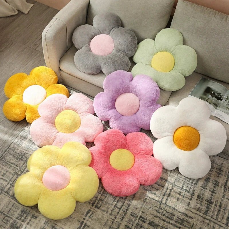 Soft plush flower throw pillow for bedroom, sofa, window seat, and home décor