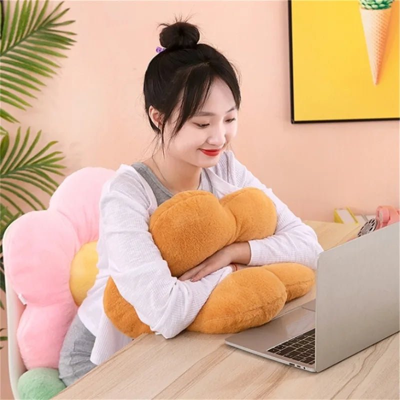 Soft plush flower throw pillow for bedroom, sofa, window seat, and home décor