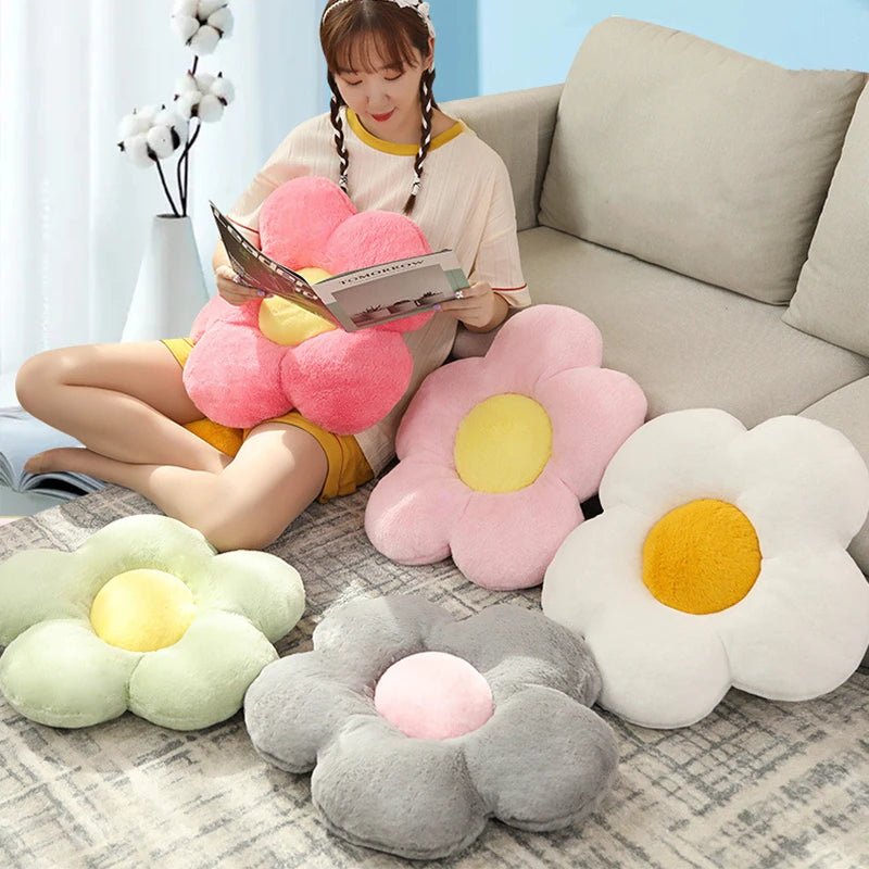 Soft plush flower throw pillow for bedroom, sofa, window seat, and home décor