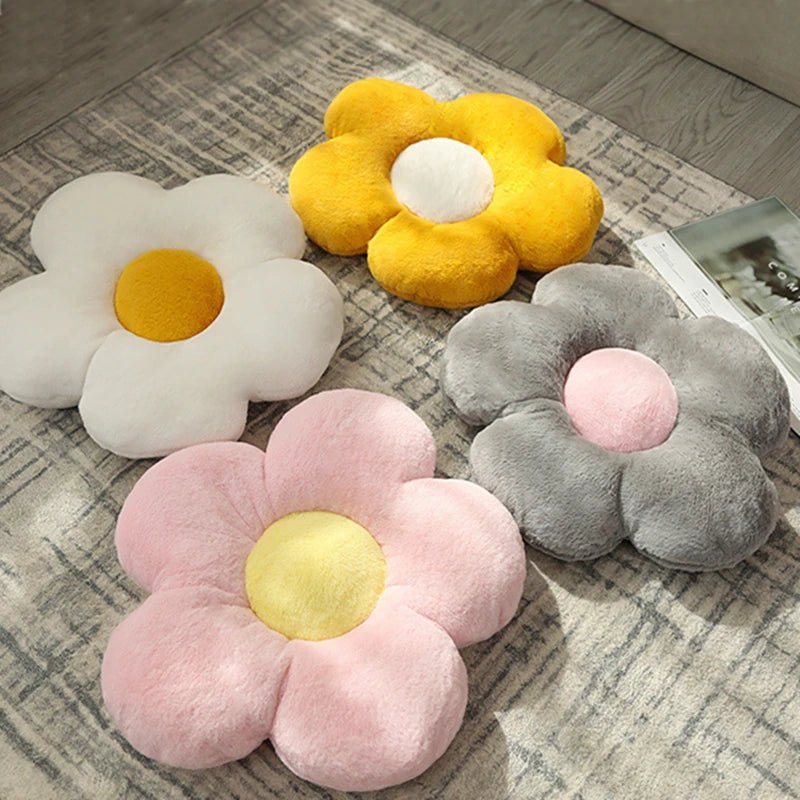 Soft plush flower throw pillow for bedroom, sofa, window seat, and home décor