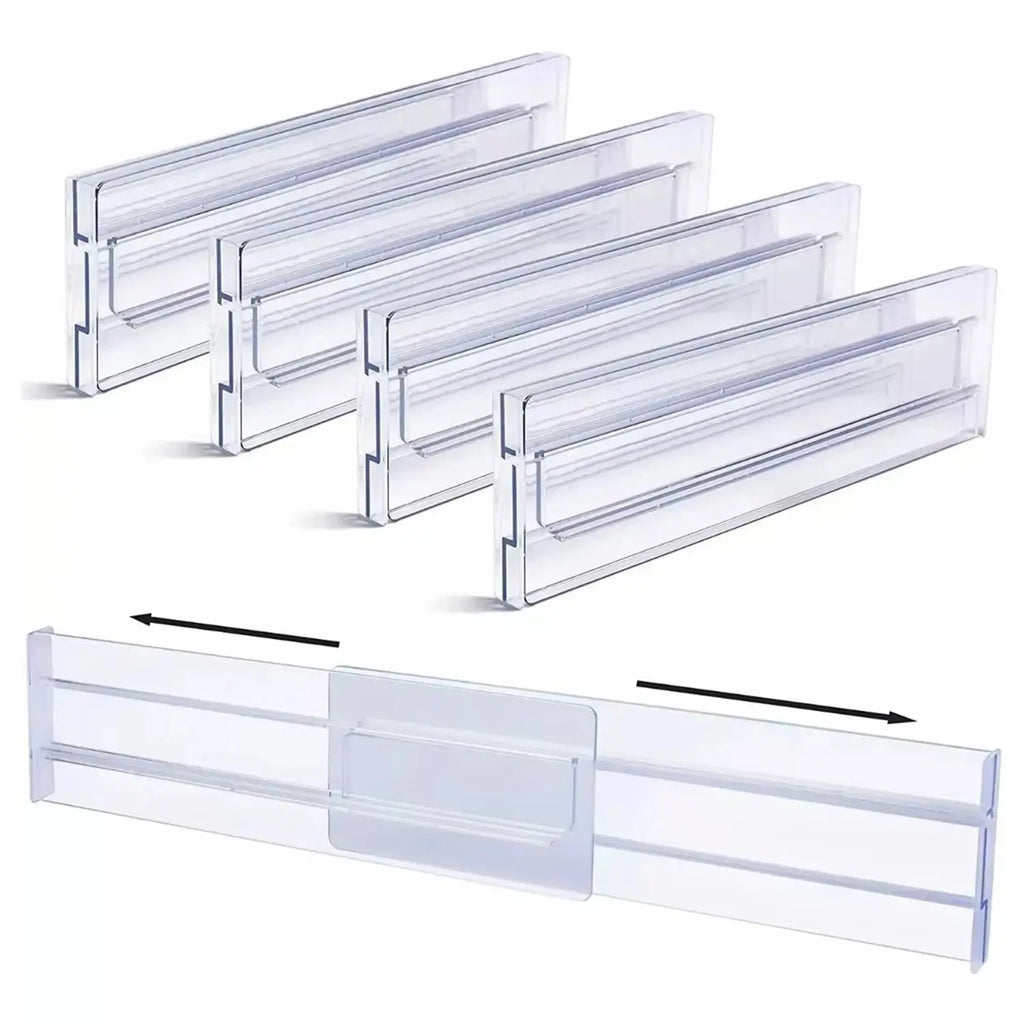 1/2/4/6/8PCS Drawer Wardrobe Dividers Organizers Expandable From Kitchen Drawer Organizer, Clear Plastic Partition Plate Tools - Velvet Haven