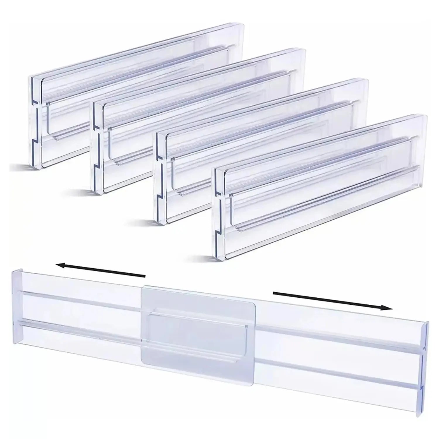 1/2/4/6/8PCS Drawer Wardrobe Dividers Organizers Expandable From Kitchen Drawer Organizer, Clear Plastic Partition Plate Tools - Velvet Haven