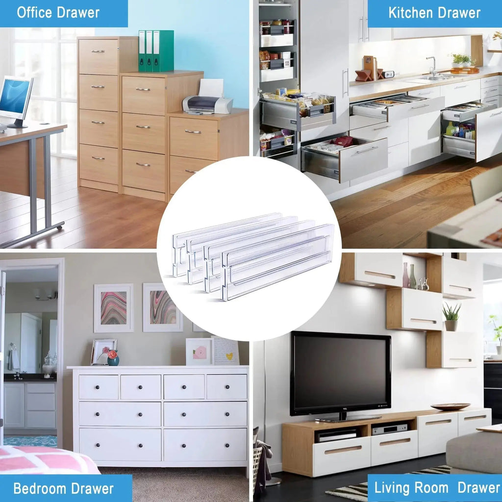 1/2/4/6/8PCS Drawer Wardrobe Dividers Organizers Expandable From Kitchen Drawer Organizer, Clear Plastic Partition Plate Tools - Velvet Haven