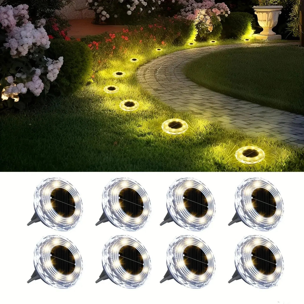 1/2/4/8pcs Mini Solar Crystal Floor Lamp Outdoor Landscape Lighting for Courtyard, Garden, Sidewalk Decorative Illumination - Velvet Haven