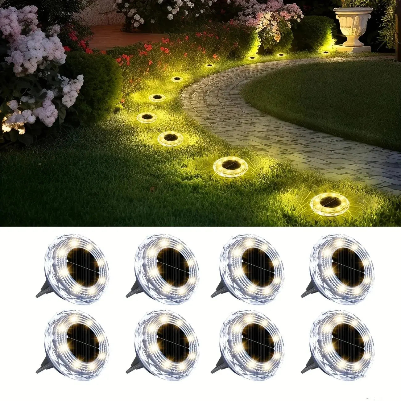 1/2/4/8pcs Mini Solar Crystal Floor Lamp Outdoor Landscape Lighting for Courtyard, Garden, Sidewalk Decorative Illumination - Velvet Haven
