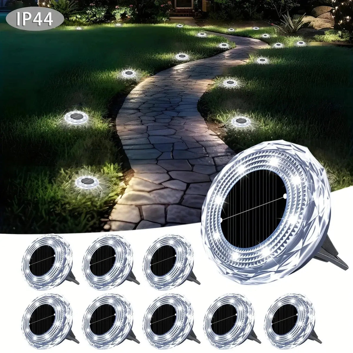 1/2/4/8pcs Mini Solar Crystal Floor Lamp Outdoor Landscape Lighting for Courtyard, Garden, Sidewalk Decorative Illumination - Velvet Haven