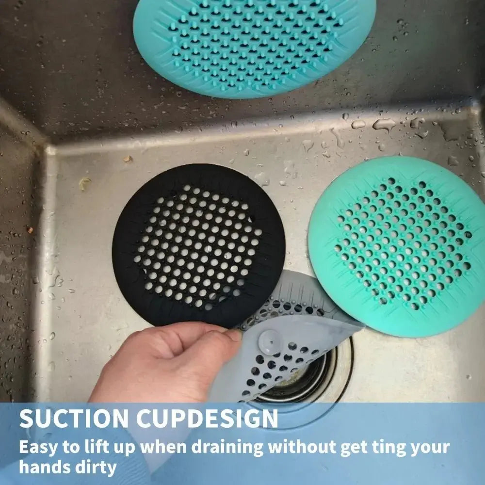 1/2/4Pcs Shower Drain Hair Catcher Drain Cover Bathroom Tub with Suction Cup 5.5 Inches Silicone Sink Strainer Suit for Bathtub - Velvet Haven