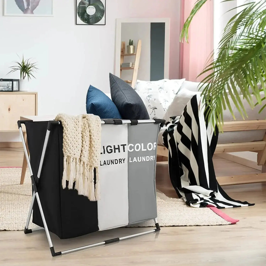 1/3 Grids Dirty Clothes Laundry Basket Storing Waterproof Oxford Storage Bags Portable Foldable Clothing Toy Household Organizer - Velvet Haven