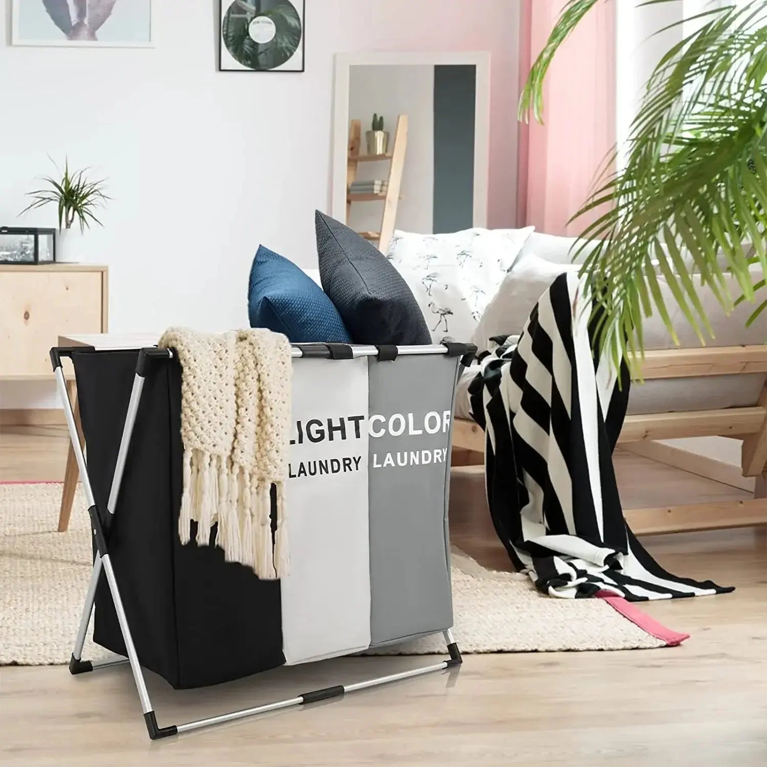 1/3 Grids Dirty Clothes Laundry Basket Storing Waterproof Oxford Storage Bags Portable Foldable Clothing Toy Household Organizer - Velvet Haven