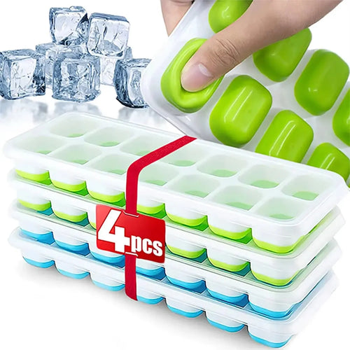 【14-Compartment Ice Mold - Mixed Colors (4 Ice Compartments)】1/2/4 Pack, Ice Cube Mold, Ice Cube Tray, Multifunctional Household - Velvet Haven