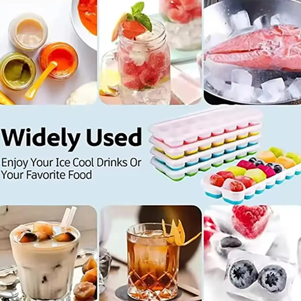 【14-Compartment Ice Mold - Mixed Colors (4 Ice Compartments)】1/2/4 Pack, Ice Cube Mold, Ice Cube Tray, Multifunctional Household - Velvet Haven