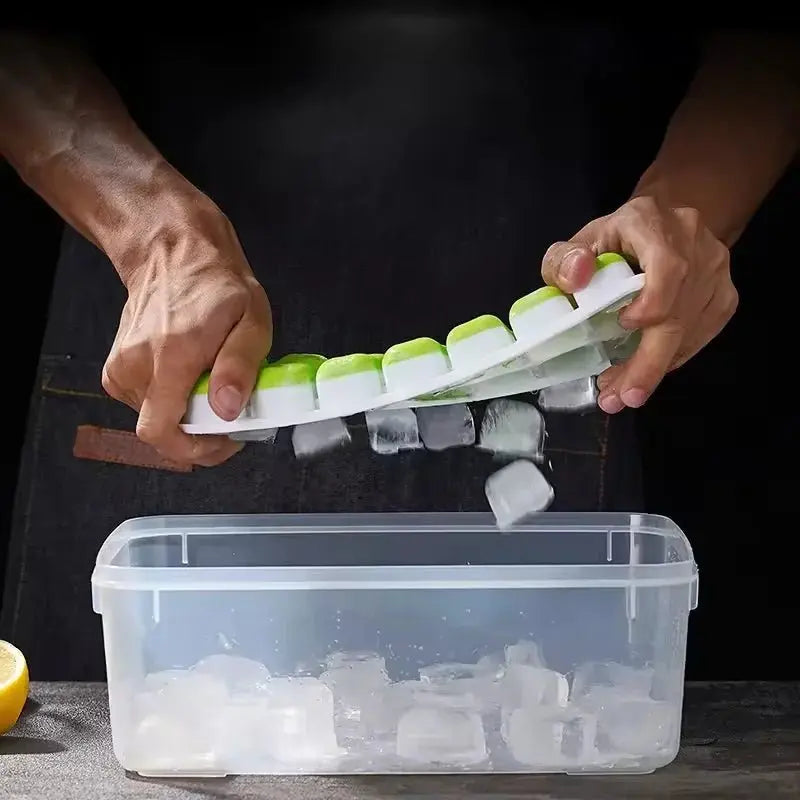 14 Cube Easy Release Ice Cube Tray Mold with Lid Silicone Square Molds Summer Kitchen Bar DIY Iced Cocktail Freeze Tool - Velvet Haven