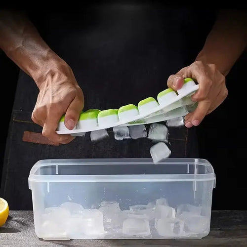 14 Cube Easy Release Ice Cube Tray Mold with Lid Silicone Square Molds Summer Kitchen Bar DIY Iced Cocktail Freeze Tool - Velvet Haven