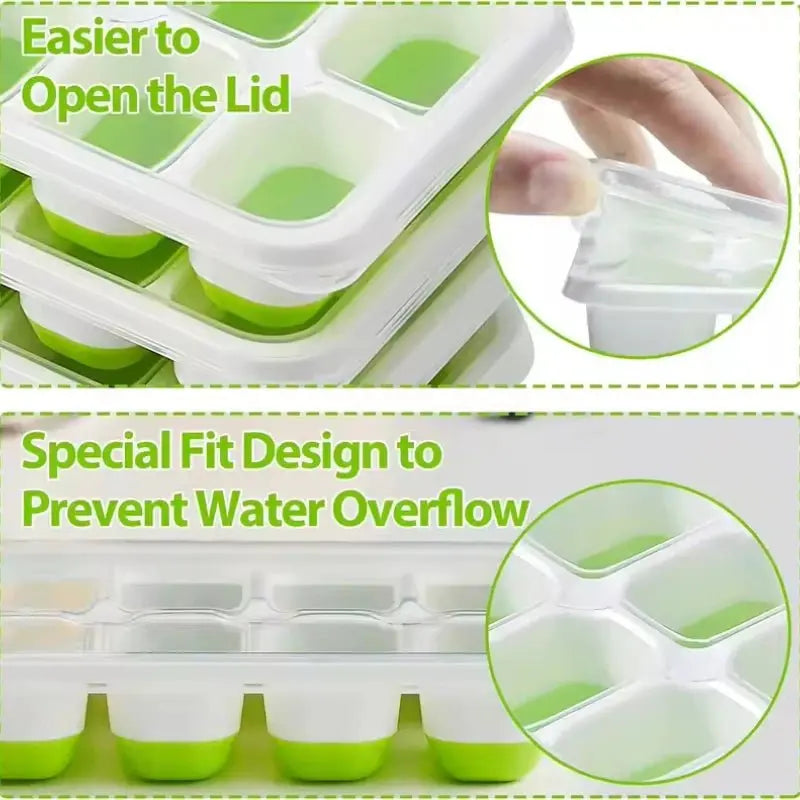 14 Cube Easy Release Ice Cube Tray Mold with Lid Silicone Square Molds Summer Kitchen Bar DIY Iced Cocktail Freeze Tool - Velvet Haven