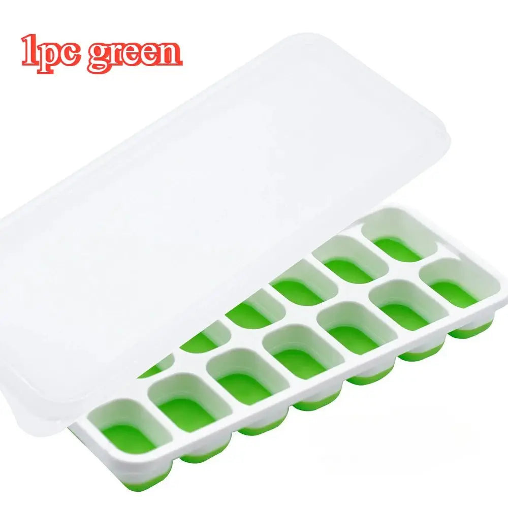 14 Cube Easy Release Ice Cube Tray Mold with Lid Silicone Square Molds Summer Kitchen Bar DIY Iced Cocktail Freeze Tool - Velvet Haven