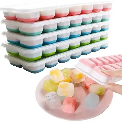 14 Cube Easy Release Ice Cube Tray Mold with Lid Silicone Square Molds Summer Kitchen Bar DIY Iced Cocktail Freeze Tool - Velvet Haven