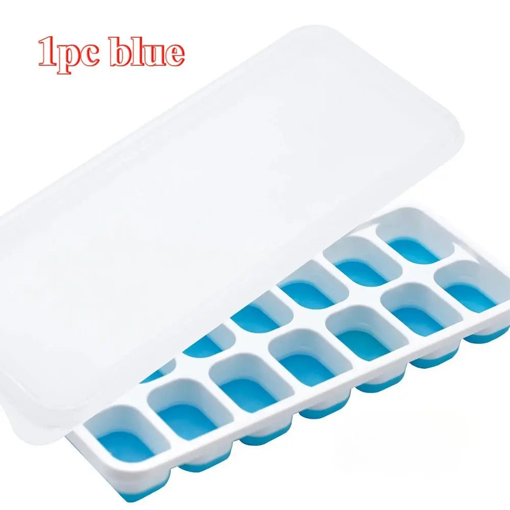 14 Cube Easy Release Ice Cube Tray Mold with Lid Silicone Square Molds Summer Kitchen Bar DIY Iced Cocktail Freeze Tool - Velvet Haven