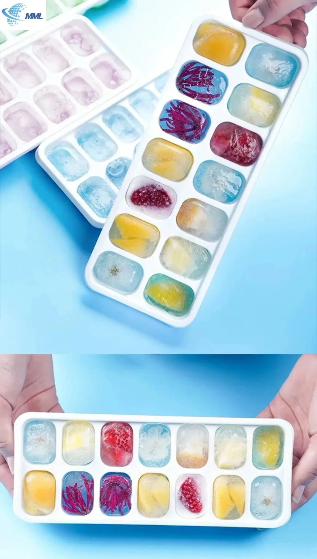 14 Grids Fruit Ice Maker with Removable Ice Cube Trays Reusable Silicone Ice cube Mold Lids Kitchen Tools Freezer Summer Mould - Velvet Haven