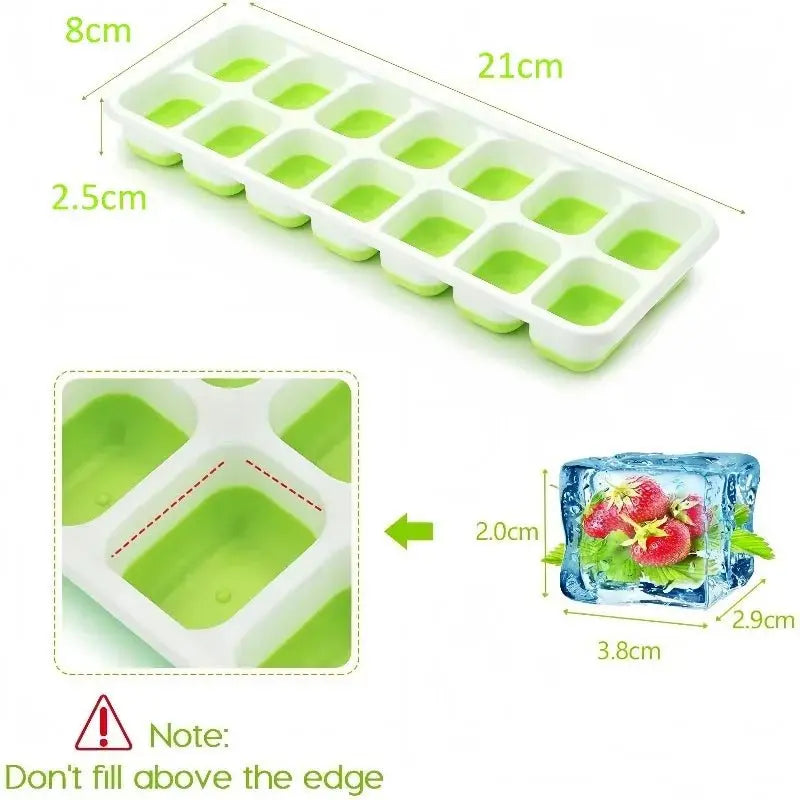 14 Grids Silicone Ice Cube Mold with Cover Square Ice Cube Tray Mold Ice Cube Manufacturer Bar DIY Ice Cocktail Freezing Tool - Velvet Haven